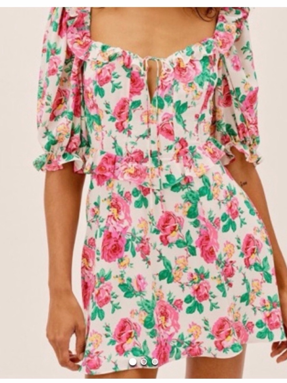 For Love & Lemons Imogen Floral Mini Dress M Cottagecore Coquette Romantic
